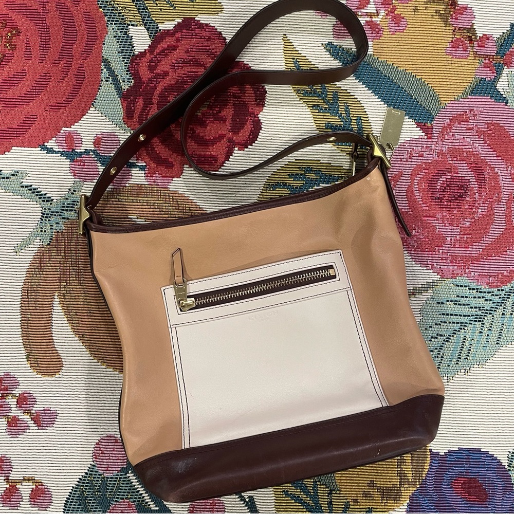 Coach Legacy Colorblock Tan/Brown/Cream Crossbody Shoulder Bag